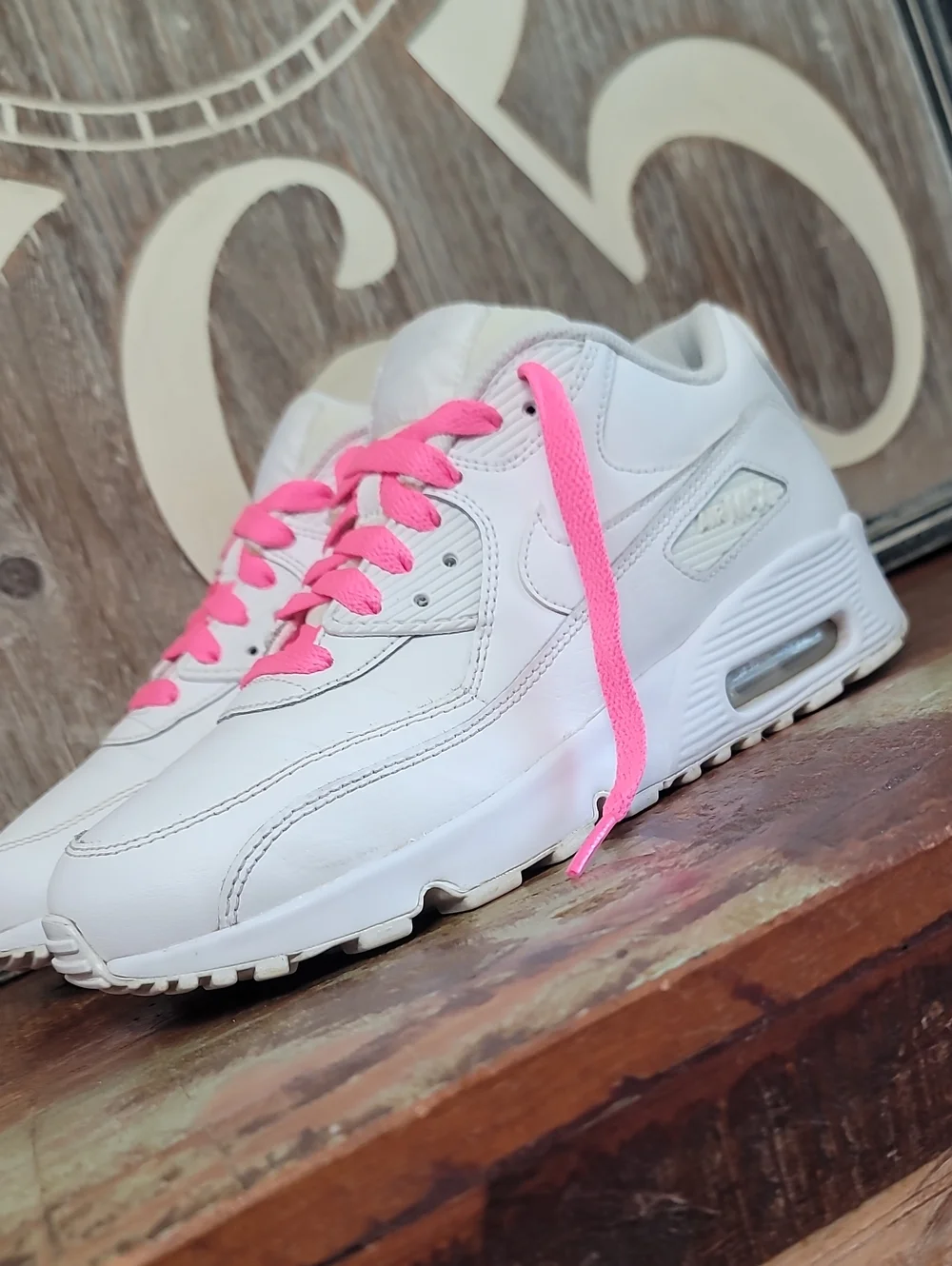 Nike Air Max 90 LTR 'Triple White/Pink' Wmns 7.5 Good Condition, Fast Shipping